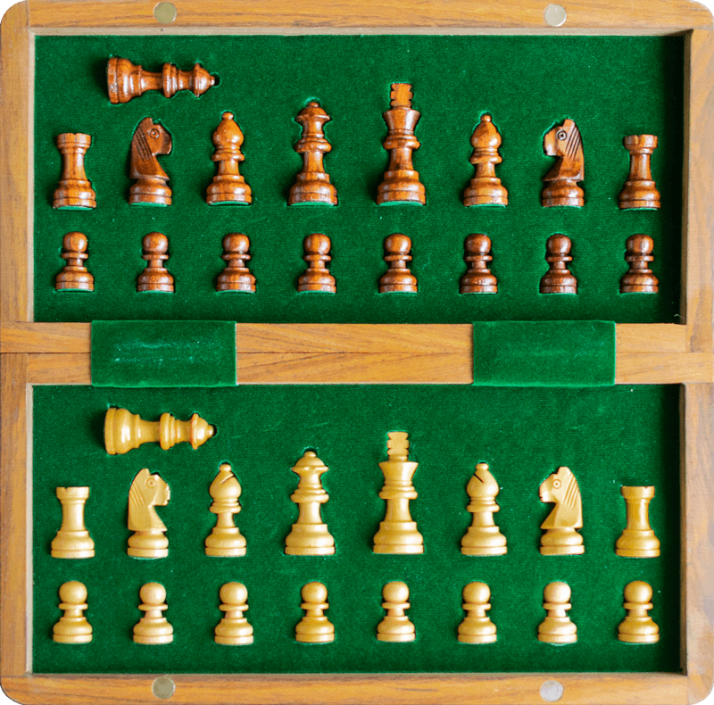 foldable chess set with coins